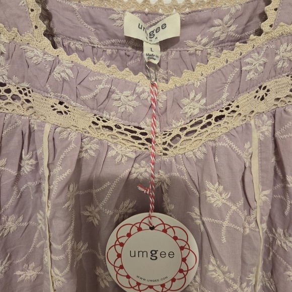 Umgee Lilac Dress with Cream Lace & Pockets Festival Boho - Picture 2 of 4